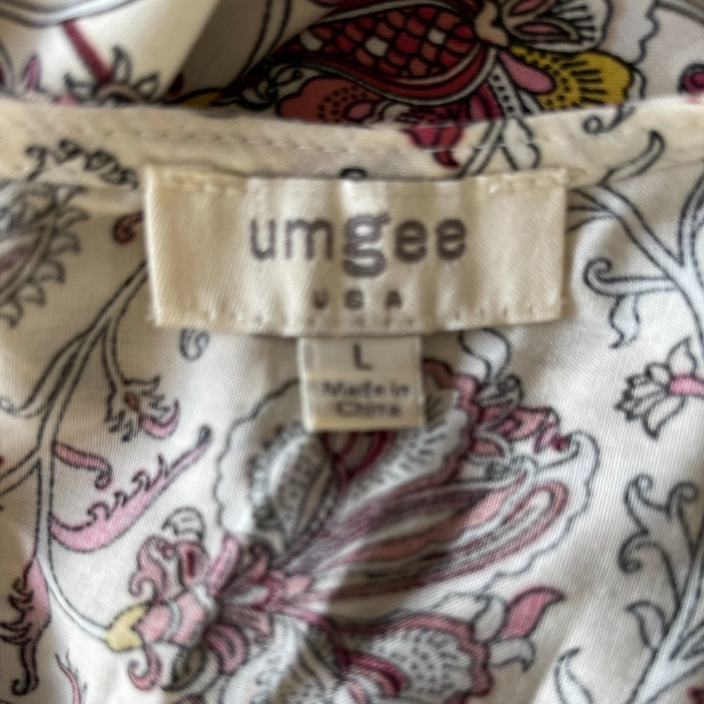 UMGEE | Cream Paisley Gathered-Waist Hi-Low Dress Size Large EUC - Picture 5 of 8